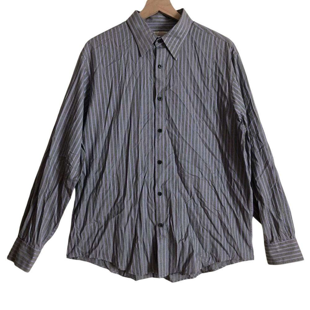 Michael by Michael Kors Purple Black White Long Sleeve Button Down Striped Shirt